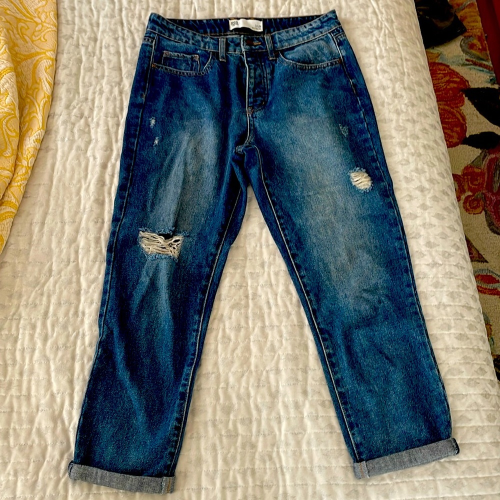 RSQ Baggy Boyfriend Button Fly Blue Jeans Size 26 NWOT